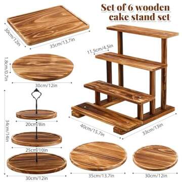 Roowest Wood Cake Stands Set of 6 Wood Dessert Tower Dessert Trays Desert Stands Cupcake Stand Rusti...