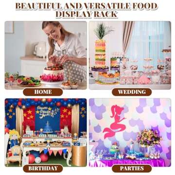 Roowest Wood Cake Stands Set of 6 Wood Dessert Tower Dessert Trays Desert Stands Cupcake Stand Rustic 3 Tier Farmhouse Cupcake Serving Stands with Dessert Trays for Tea Party(Brown)