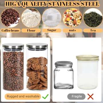 Glass Coffee Containers with Shelf, Coffee Bean Storage Container with Airtight Lids, Coffee Container for Ground Coffee, Coffee Bar Accessories Organizer with Drawer, Food Storage Jars for Kitchen