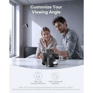 ZEEHOO 3 in 1 Charging Station for Apple Devices, Mag-Safe Charger Stand, Qi2 15W Auto-Rotating Wireless Charging Station for iPhone 16/15/14/13/12 Series& AirPods& iWatch(30W Charger Included)