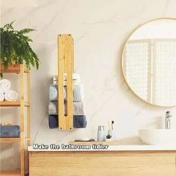 HYNAWIN Bamboo Wall Towel Rack for Stylish Storage