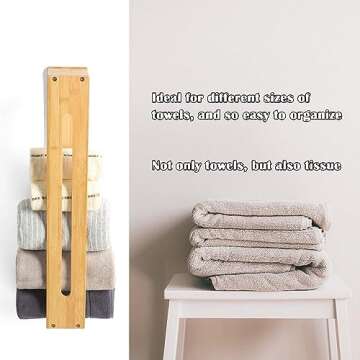 HYNAWIN Bathroom Wall Towel Rack Bamboo Bath Towel Holder for Towel Storage Wall Design Storage Organizer for Large Towels, Small Towels, Hand Towels,Spa, Salon 26''x6''x4''