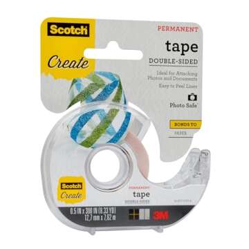 Scotch Create Double-Sided Permanent Tape, 1 Dispenser, 1/2 in x 300 in, Clear, Strong Double Sided Tape for Crafts (002-CFT)