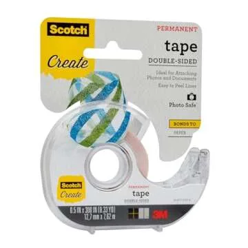 Scotch Create Double-Sided Permanent Tape, 1 Dispenser, 1/2 in x 300 in, Clear, Strong Double Sided Tape for Crafts (002-CFT)