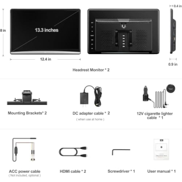 13.3 Inch 4K Android Car Headrest Monitor with HDMI