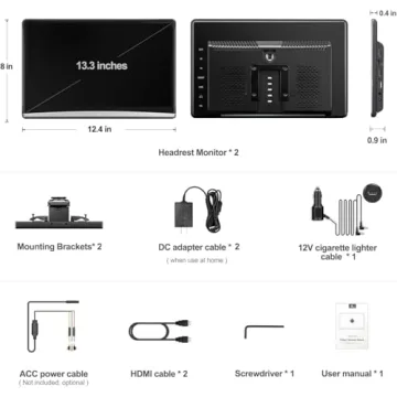 13.3 Inch 4K Android Car Headrest Monitor with HDMI
