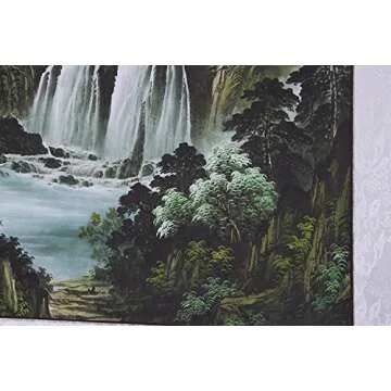 Large Size Feng Shui Painting Treasure Basin,Hand Mounted Wall Scroll Painting Ready to Hang, Office Living Room Decoration Attract Wealth and Good Luck(67"x 29")