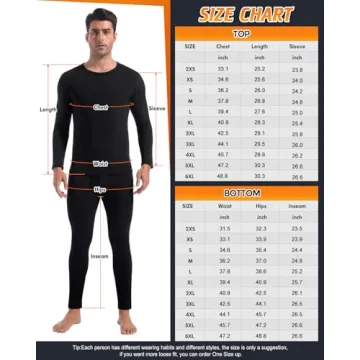 Men's Long Johns Thermal Underwear - Fleece Lined