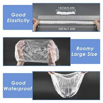Aquior Shower Cap Disposable, 100 PCS Large Waterproof Elastic Hair Bath Caps