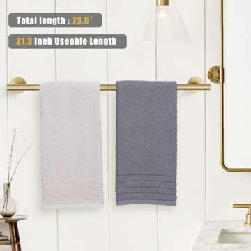 TURS Bath Towel Bar 23.6 Inch Towel Rack Stainless Steel Round Towel Holder Brushed Gold Wall Mounted
