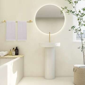 TURS Bath Towel Bar 23.6 Inch Towel Rack Stainless Steel Round Towel Holder Brushed Gold Wall Mounted