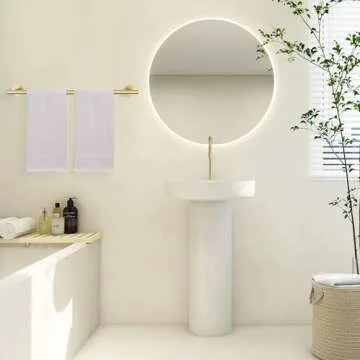 TURS Bath Towel Bar 23.6 Inch Towel Rack Stainless Steel Round Towel Holder Brushed Gold Wall Mounted