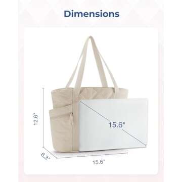 BAGSMART Tote Bag for Women, Puffer Carry On Tote with Zipper, Travel Essentials Quilted Nurse Travel Bag, Beige