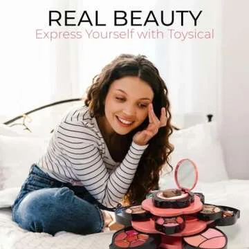 Toysical Makeup Kit for Teens - Flower Palette Gift Set for Teen Girls and Women - Makeup for Girls 10-12 - Petals Expand to 3 Tiers - Variety Shade Array - Full Starter Kit for Beginners