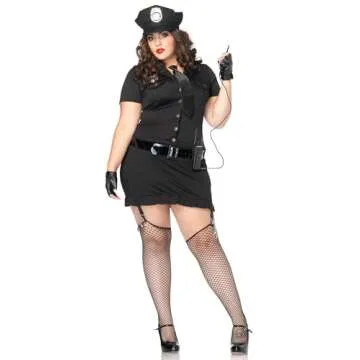 Leg Avenue Women's Plus Size 6 Pc Cop Dress Costume with Hat, Black, 1X / 2X