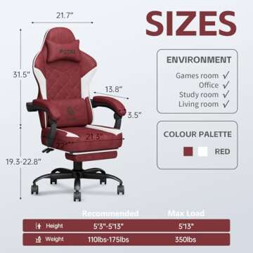 PZDO Gamer Chair Ergonomic Design for Gaming and Work