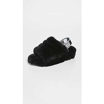UGG Women's Fluff Yeah Slide Slipper, Black, 6