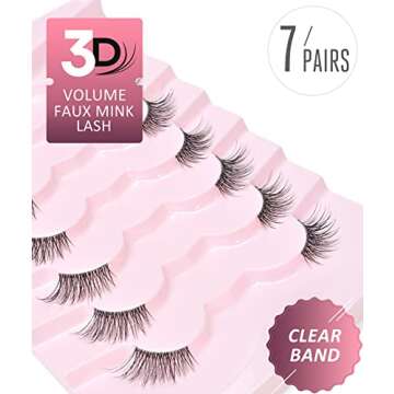 Onlyall Half Eyelashes Wispy Corner Lashes - 7 Pairs with Clear Band