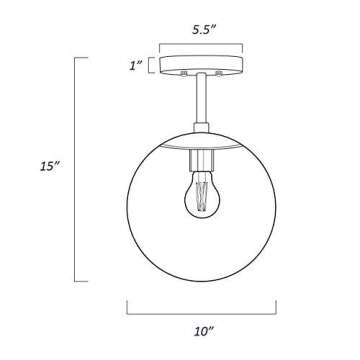 Light Society Zeno Globe Semi Flush Mount Ceiling Light, Matte White with Brass Finish, Contemporary Mid Century Modern Style Lighting Fixture (LS-C176-BRS-MLK)