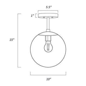 Light Society Zeno Globe Semi Flush Mount Ceiling Light, Matte White with Brass Finish, Contemporary Mid Century Modern Style Lighting Fixture (LS-C176-BRS-MLK)