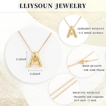 Personalized Gold Balloon Initial Necklace Jewelry Gift