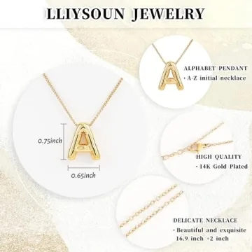Personalized Gold Balloon Initial Necklace Jewelry Gift