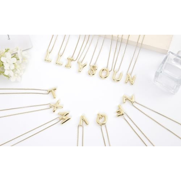 Personalized Gold Balloon Initial Necklace Jewelry Gift