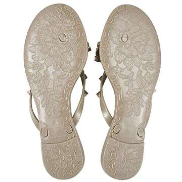 TYFLOVE Women Rivet Flip Flops Bow Summer Sandals