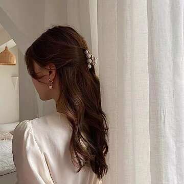 Agirlvct Pearl Hair Clips,Elegant Hair Clip Strong Hold Jaw Clips,Big Pearl Hair Claw Clips Barrettes Nonslip Birthday Thankgiving Christmas Gift for Women Girls Daughter Girlfriend (6 Pack)