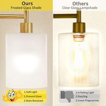 SUNMORY Industrial Floor Lamps for Living Room, Modern Floor Lamp with 3-Color Temperature LED Bulb, Tall Standing Lamp with White Frosted Hanging Glass Shade, Farmhouse Gold Floor Lamp for Bedroom