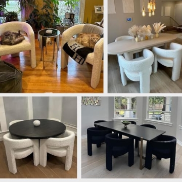 Stylish QUINJAY Modern Chenille Barrel Dining Chair