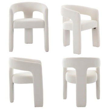 Stylish QUINJAY Modern Chenille Barrel Dining Chair