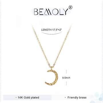 Befettly Moon Necklace 14k Gold Fill Dainty Simple Cute Crescent Moon Pendant Women CK10-Moon