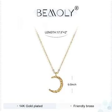 Befettly Moon Necklace 14k Gold Dainty Women Jewelry