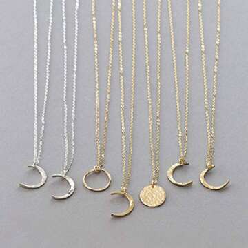 Befettly Moon Necklace 14k Gold Fill Dainty Simple Cute Crescent Moon Pendant Women CK10-Moon