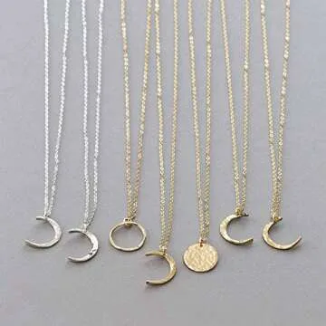 Befettly Moon Necklace 14k Gold Dainty Women Jewelry