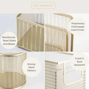 Desk Accessories Gold - 5 Piece Desk Accessories Set for Office Organization Gold with Hanging File Holder Gold Desk Accessories for Women Office File Organizer Gold Boho Desk Organizer Desk Décor