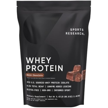 Sports Research Whey Protein - Dutch Chocolate, 5lb for Muscle & Recovery
