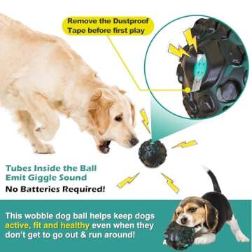 MITAIKO Dog Toy Ball for Aggressive Chewers, Interactive Fetch Dog Ball with Fun Squeaky Wobble Gigg...
