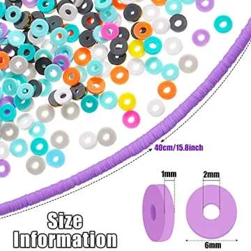 3850 Pieces Clay Beads 6 mm Bead Polymer Clay Bead Flat Round Beads Handmade Disk Flat Bead for Necklace Jewelry Bracelet Earring Pendant (Bright Colors,Popular Style)