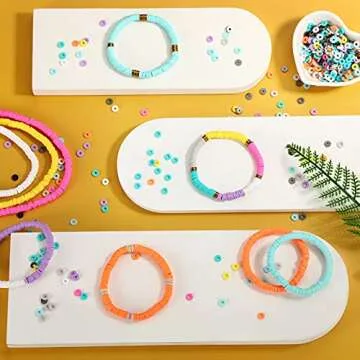 3850 Pieces Clay Beads 6 mm Bead Polymer Clay Bead Flat Round Beads Handmade Disk Flat Bead for Necklace Jewelry Bracelet Earring Pendant (Bright Colors,Popular Style)