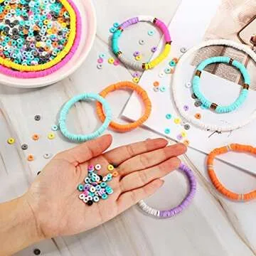 3850 Pieces Clay Beads 6 mm Bead Polymer Clay Bead Flat Round Beads Handmade Disk Flat Bead for Necklace Jewelry Bracelet Earring Pendant (Bright Colors,Popular Style)