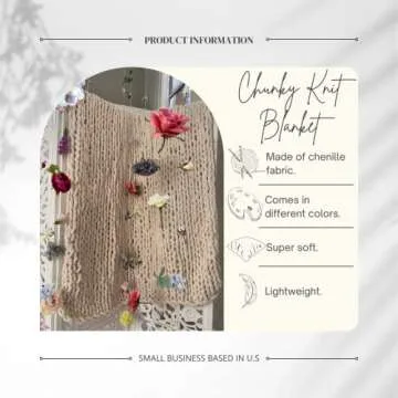 Kaffrey 50 x 60 Inches, 4.2 lb, Chunky Knit Blanket, Luxury Hand-Knitted Chenille Throw Blanket, Soft and Cozy Giant Knitted Blanket, Machine-Washable and Non-Shedding, Bubbly Champagne