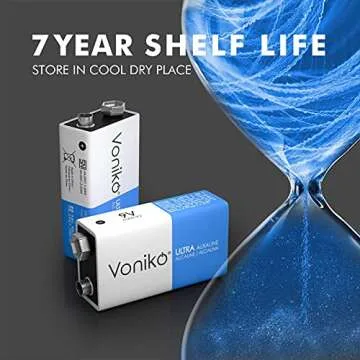 Voniko 9V Batteries - Alkaline 9V Battery 4 Pack - Ultra Long Lasting with a 7 - Year Shelf Life