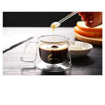 Rddconkit 4 Pcs Clear Glass Stirring Teaspoons Coffee Spoon Rod Mixing Spoon Tea Stirrers for Home Bar Party (transparent, Length:125mm/4.92")