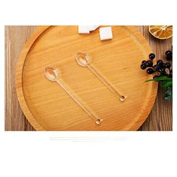 Rddconkit 4 Pcs Clear Glass Stirring Teaspoons Coffee Spoon Rod Mixing Spoon Tea Stirrers for Home Bar Party (transparent, Length:125mm/4.92")