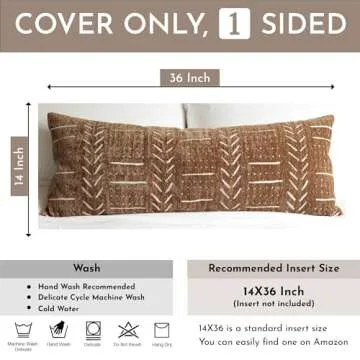 BlissBlush Brown Boho Lumbar Pillow Cover for Home Decor