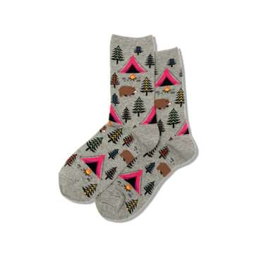 Hot Sox Women's Fun Nature & Outdoors Crew 1 Pair Pack-Cute & Funny Fashion Novelty Gifts, Bear Tent...