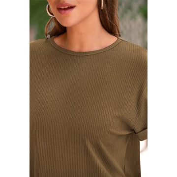 PRETTYGARDEN Women's Summer 2 Piece Knit Loungewear Short Sleeve T Shirts Wide Leg Pants Tracksuit Casual Outfits