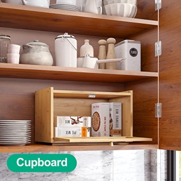 Kiplant Bamboo Bread Box with Transparent Door for Kitchen